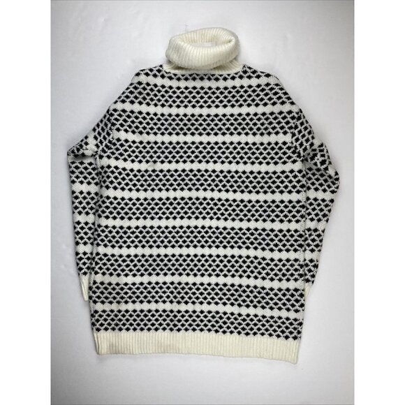 Ann Taylor Turtle Neck Sweater Women’s M Striped Black White 5% Wool - Picture 2 of 14